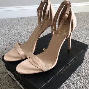 Nude Suede Strappy Heels